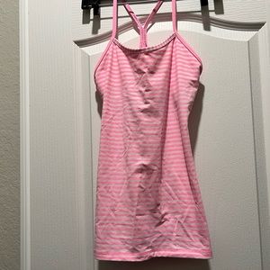 Lululemon Power Y tank. Great for yoga. Pink stripe size 4. Gently used